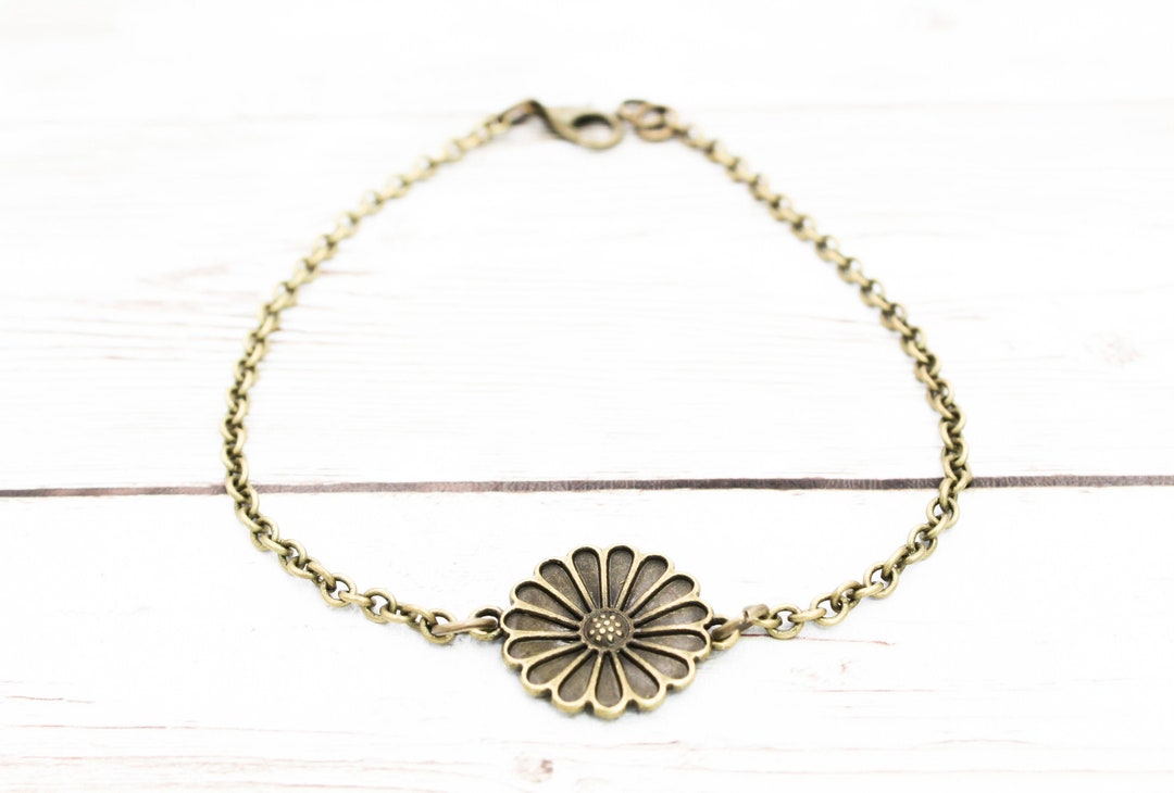 Bronze Sunflower Anklet Sunflower Ankle Bracelet Sunflower Etsy