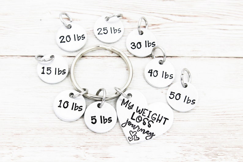 Personalized Weight Loss Journey Keychain, Weight Loss Tracker Keyring, Weight Loss Motivation Gift, Goals Gift, Milestone Keychains image 9