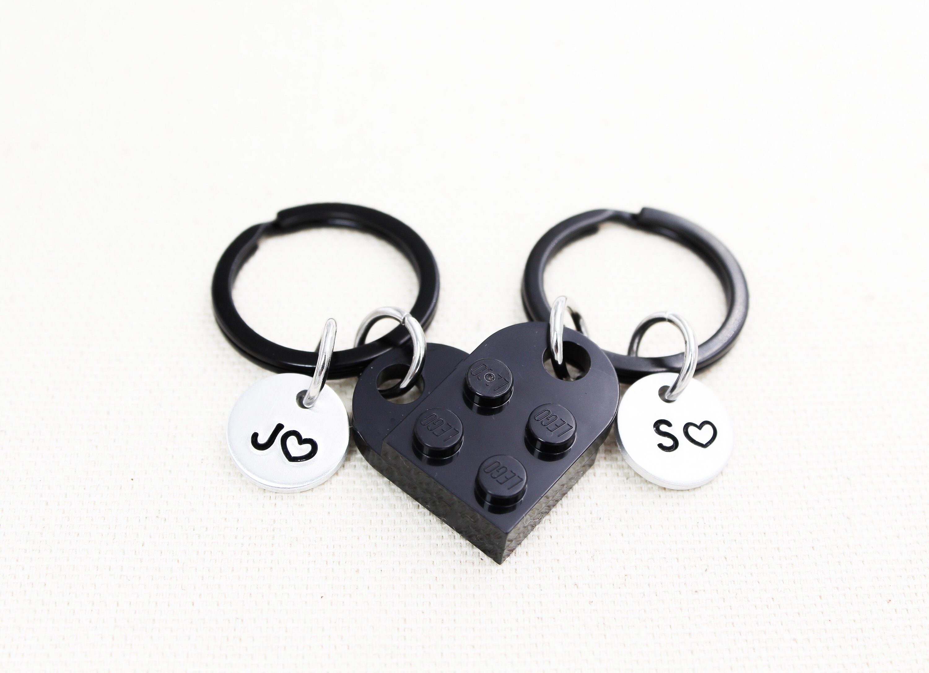 Heart LEGO® Keychain Set – Couples Matching Gift, Authentic LEGO