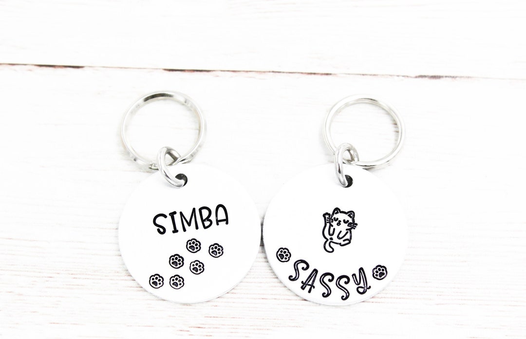 Custom Cat Name Tag Funny Cat Tags Personalized Cat ID Tag Etsy
