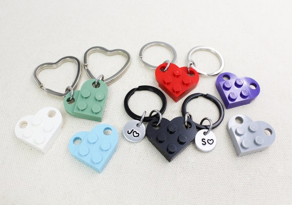 Portachiavi a forma di cuore, set di portachiavi per coppie, portachiavi in mattoni abbinati, confezione da 10, Multicolore, S