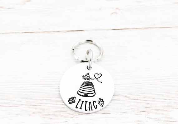 Chapita Personalizada Para Perro O Gato – Abeja Melífera – Identificación Segura Y Bonita