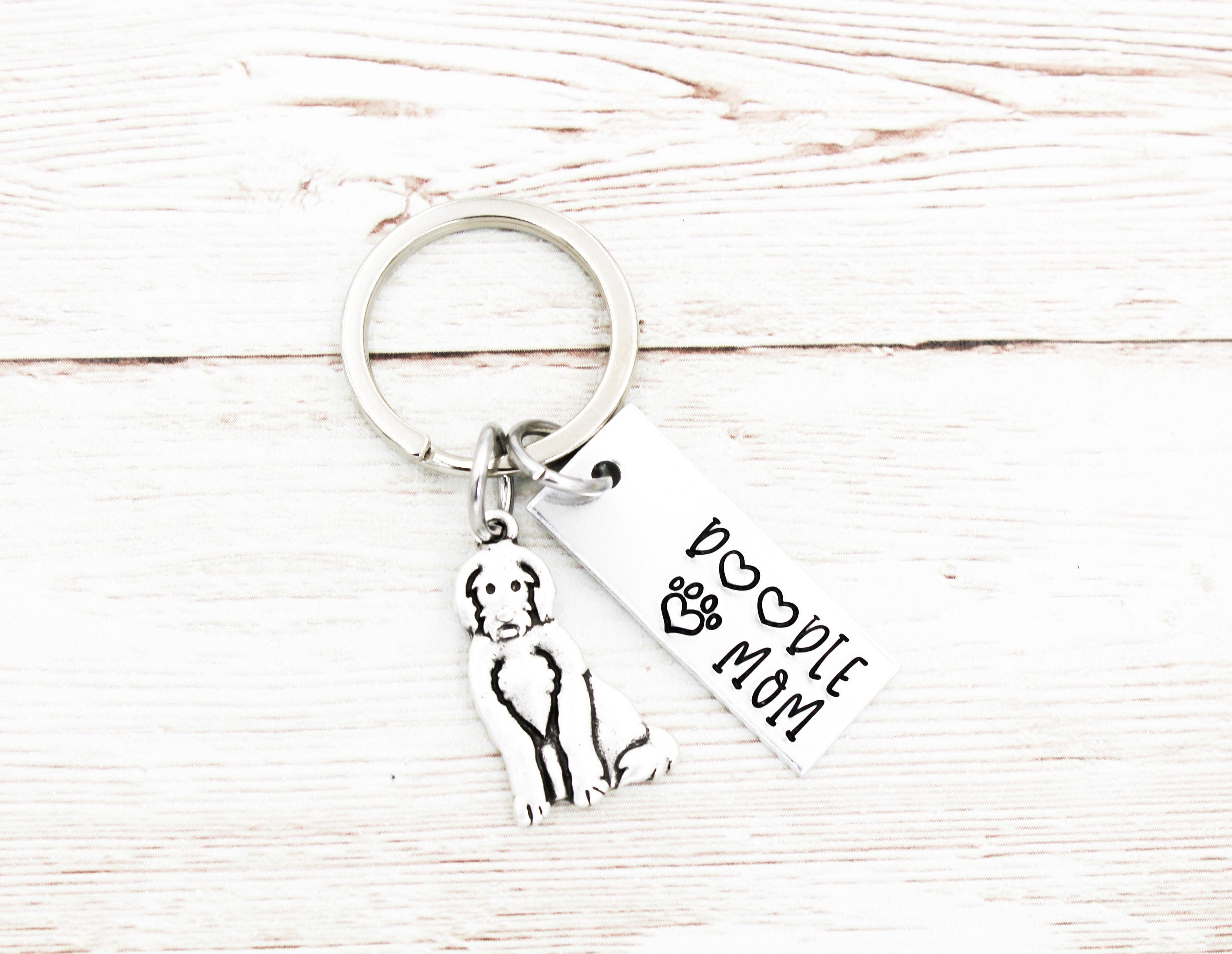 Labradoodle Accessoires Sleutelhangers & Keycords Sleutelhangers Een Doodle Hond houdt de sleutel tot mijn hart sleutelhanger in Sterling Silver Goldendoodle 