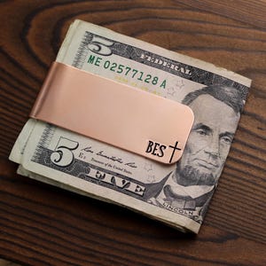 Personalized Copper Money Clip, Gifts For Groomsmen, Fathers Day Gift, Wedding Favors For Men, Grandpa Present, Cross Money Holder, Initials