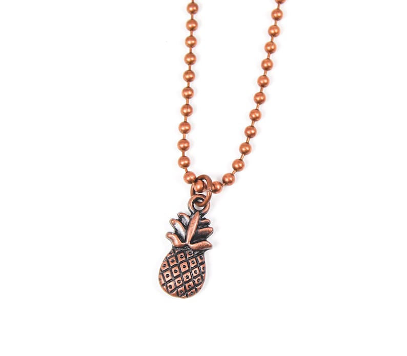 Pineapple Jewelry Pineapple Choker Pineapple Charm Necklace Pineapple Lover Gift Fruit Necklace Foodie Gift Copper Pineapple Necklace