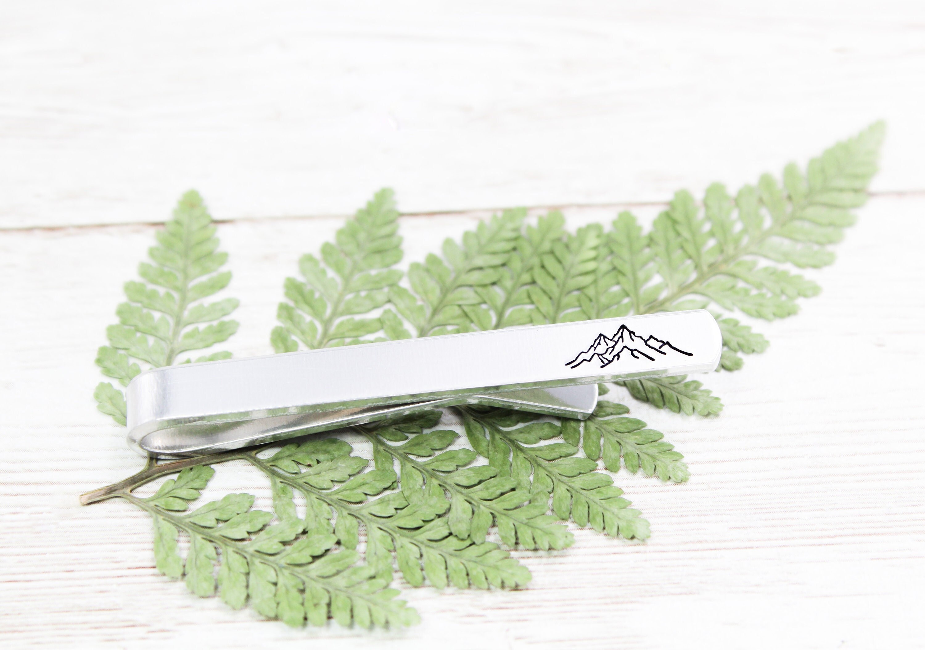 Mountain Tie Bar - Tie Clip - Hand Stamped Tie Clip - Graduation