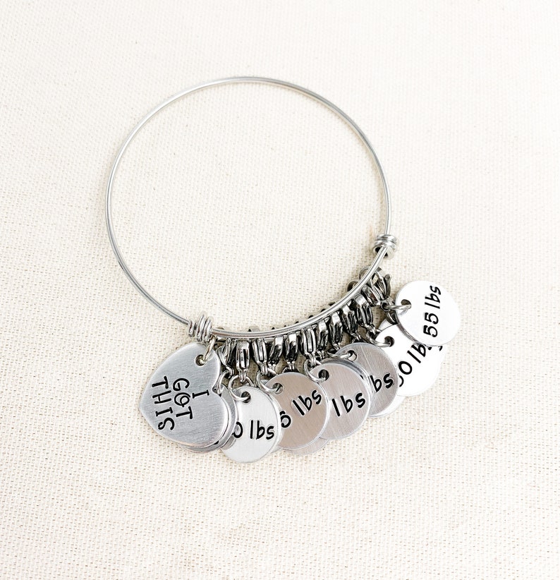 Weight Loss Tracker Bracelet, Weight Milestone Bangle Bracelet, Weight ...