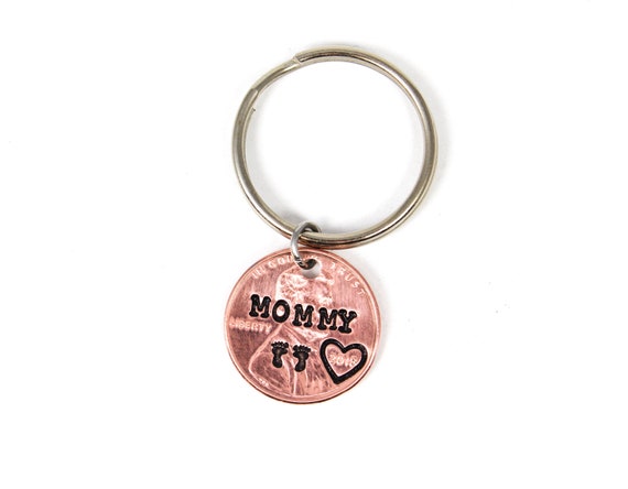 Mommy Keychain, Mom Penny Keychain, New Mother Gift, Push Presents, Gift For New Mom, Pregnancy Gifts, Mama Keyring, Mom Keychains