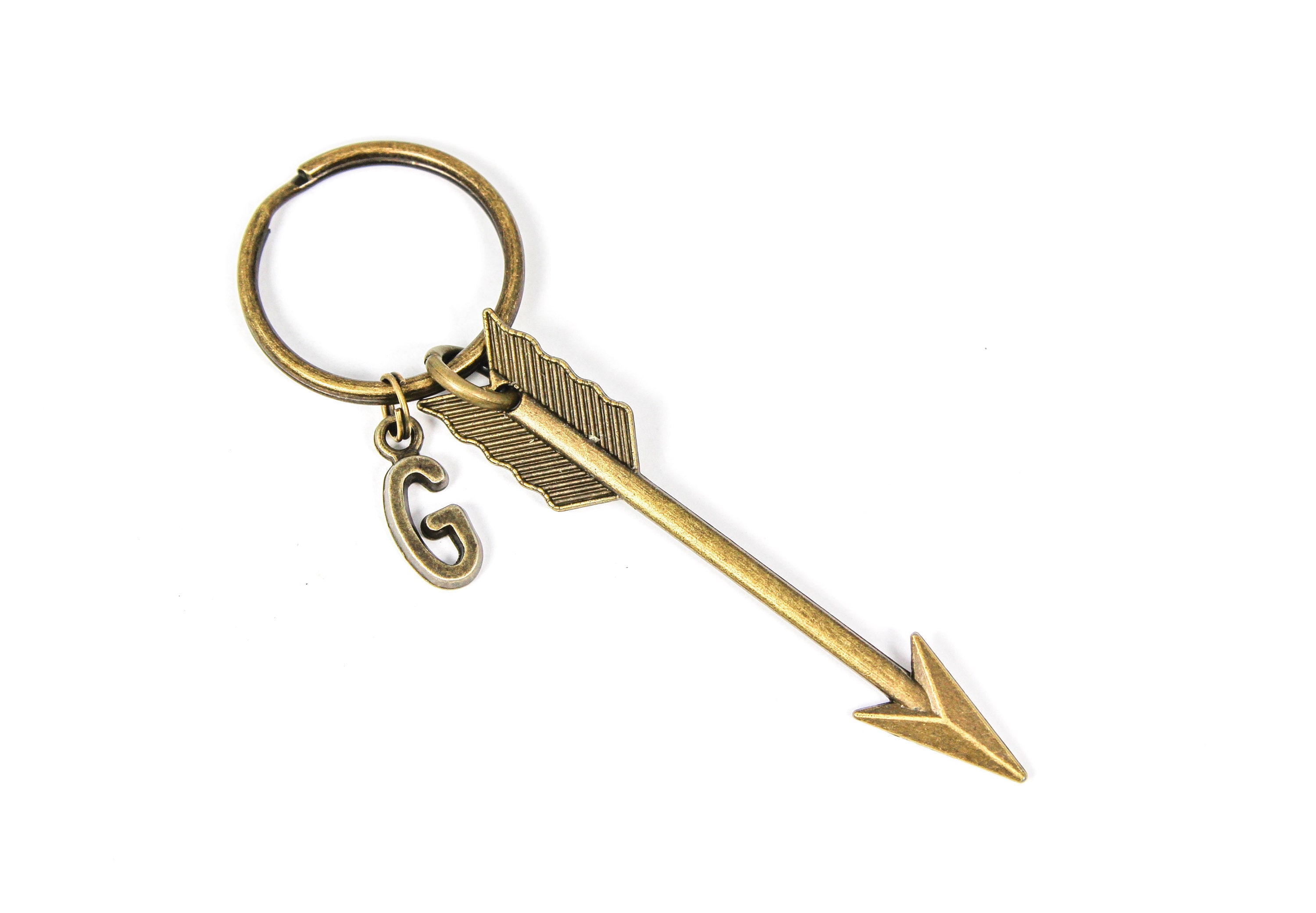 Custom Initial Arrow Keyring, Arrow Keychain, Arrow Key