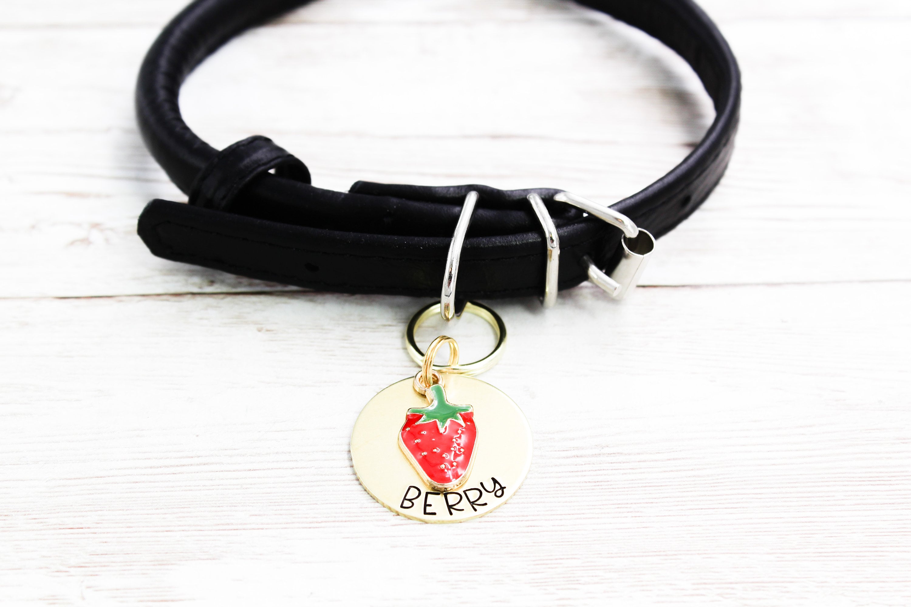 Raspberry Dog Tag Strawberry Pet ID Tag, Berry Dog Name Tag, Strawberry Cat Tags, Berries ...