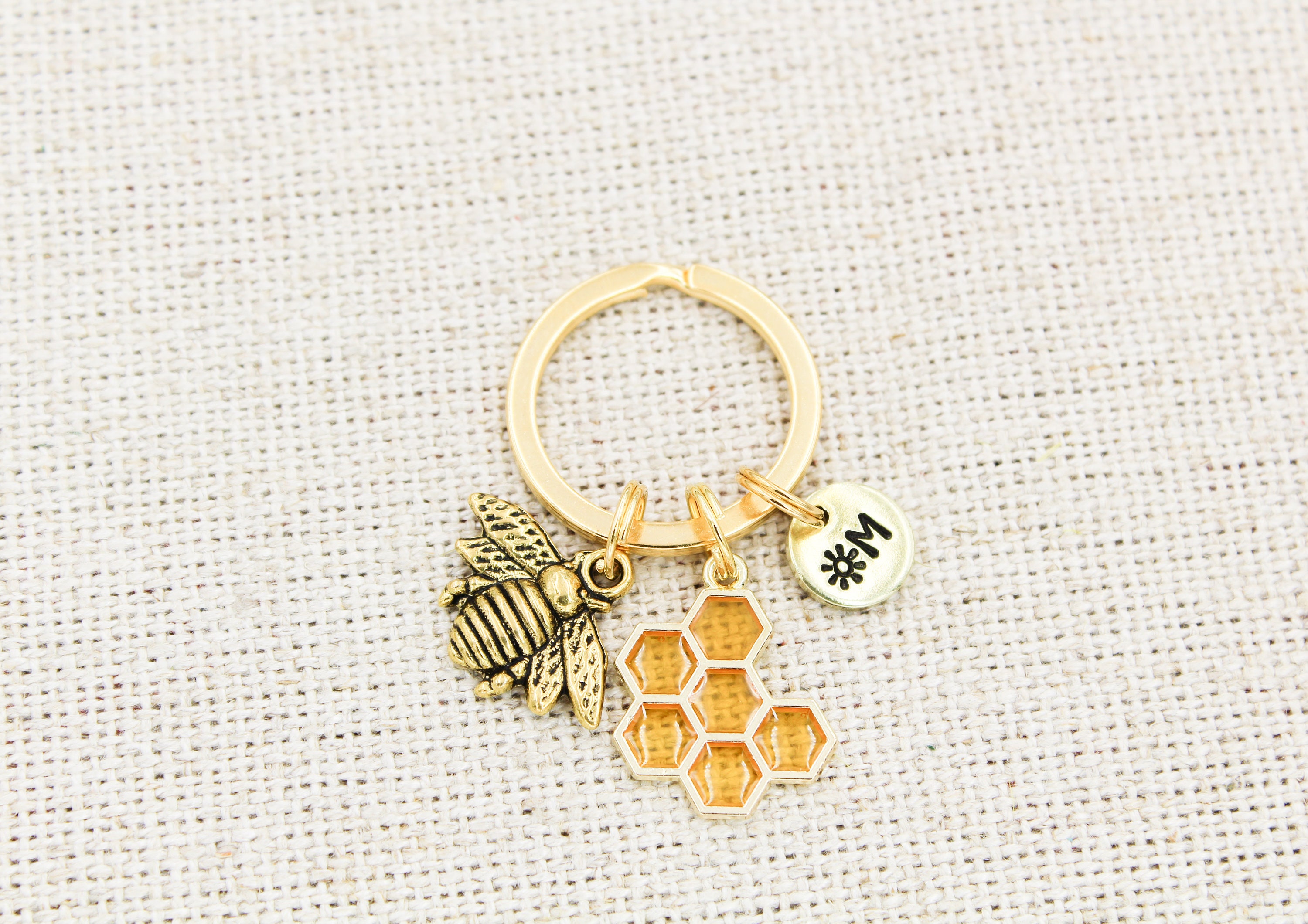 Spring Keychain Bee Personalized Honey Bee Keychain, Honey Comb Keyring, Bee Keeper Gifts ...