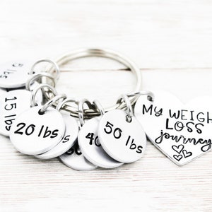 Personalized Weight Loss Journey Keychain, Weight Loss Tracker Keyring, Weight Loss Motivation Gift, Goals Gift, Milestone Keychains image 7