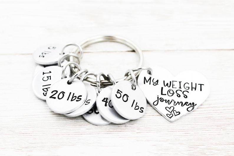 Personalized Weight Loss Journey Keychain, Weight Loss Tracker Keyring, Weight Loss Motivation Gift, Goals Gift, Milestone Keychains image 7