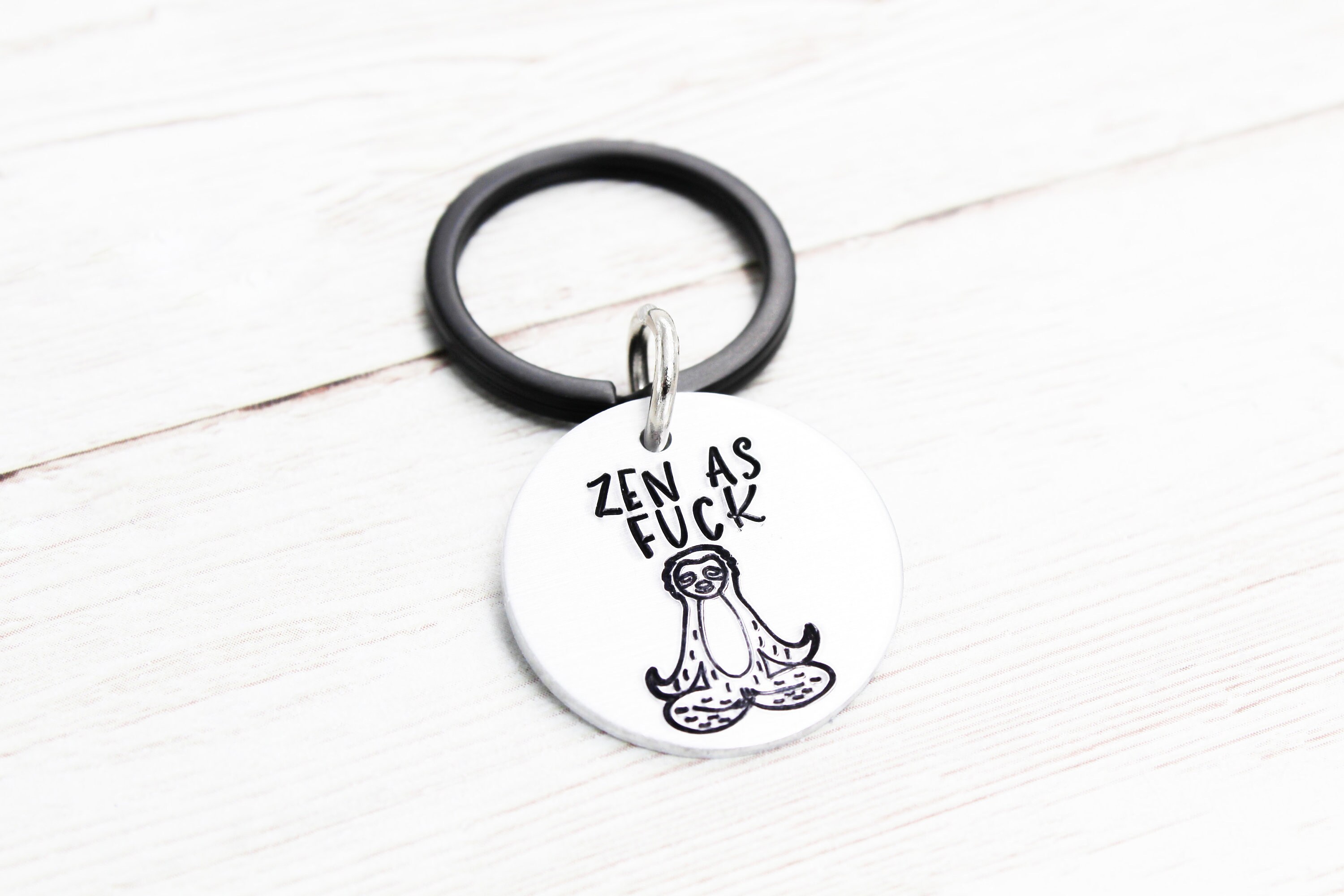 Zen Fuck Keychain Humorous Adult Keyring Yoga - Etsy Finland