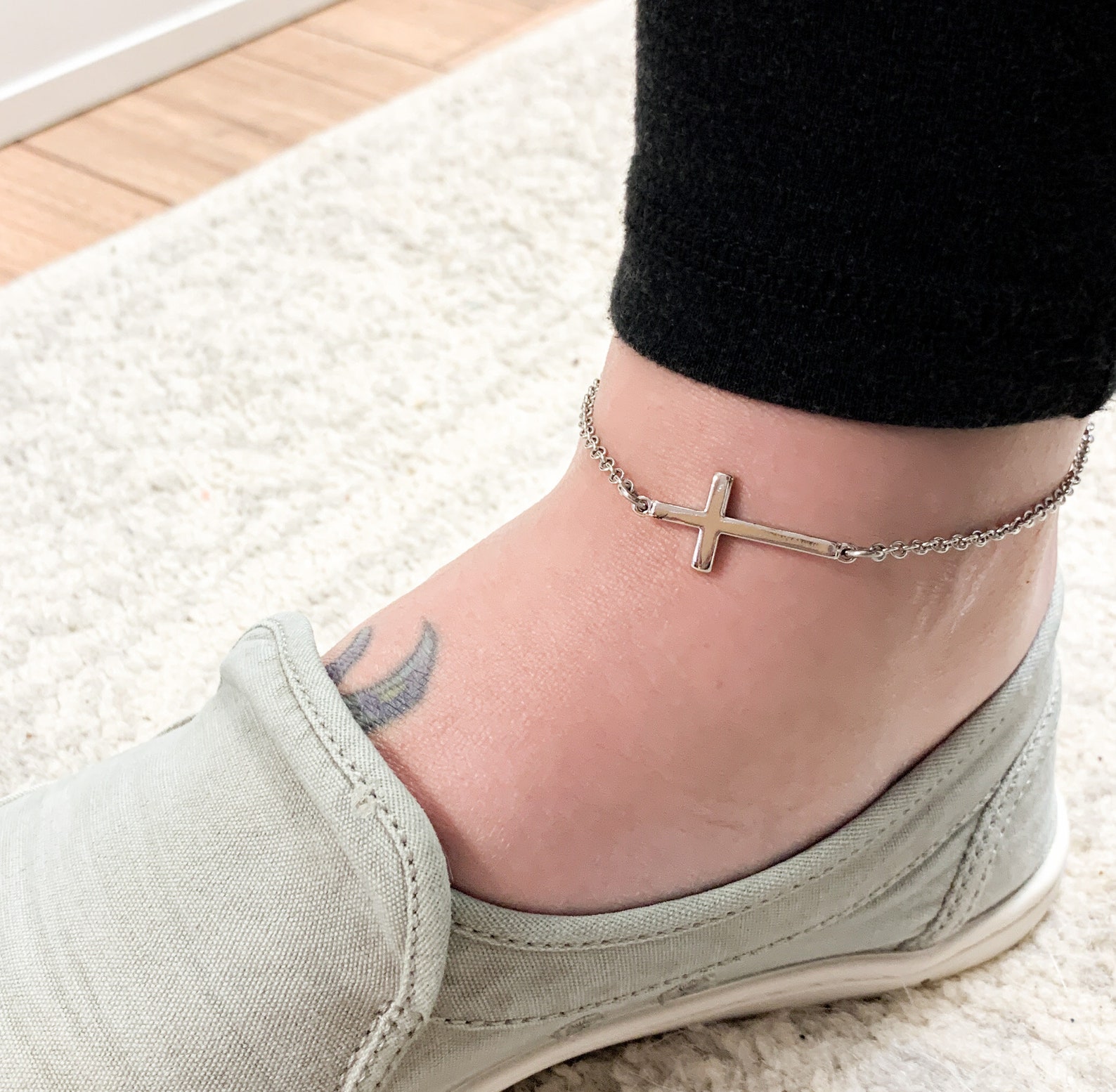 Silver Cross Anklet Cross Ankle Bracelet Christian Jewelry Etsy