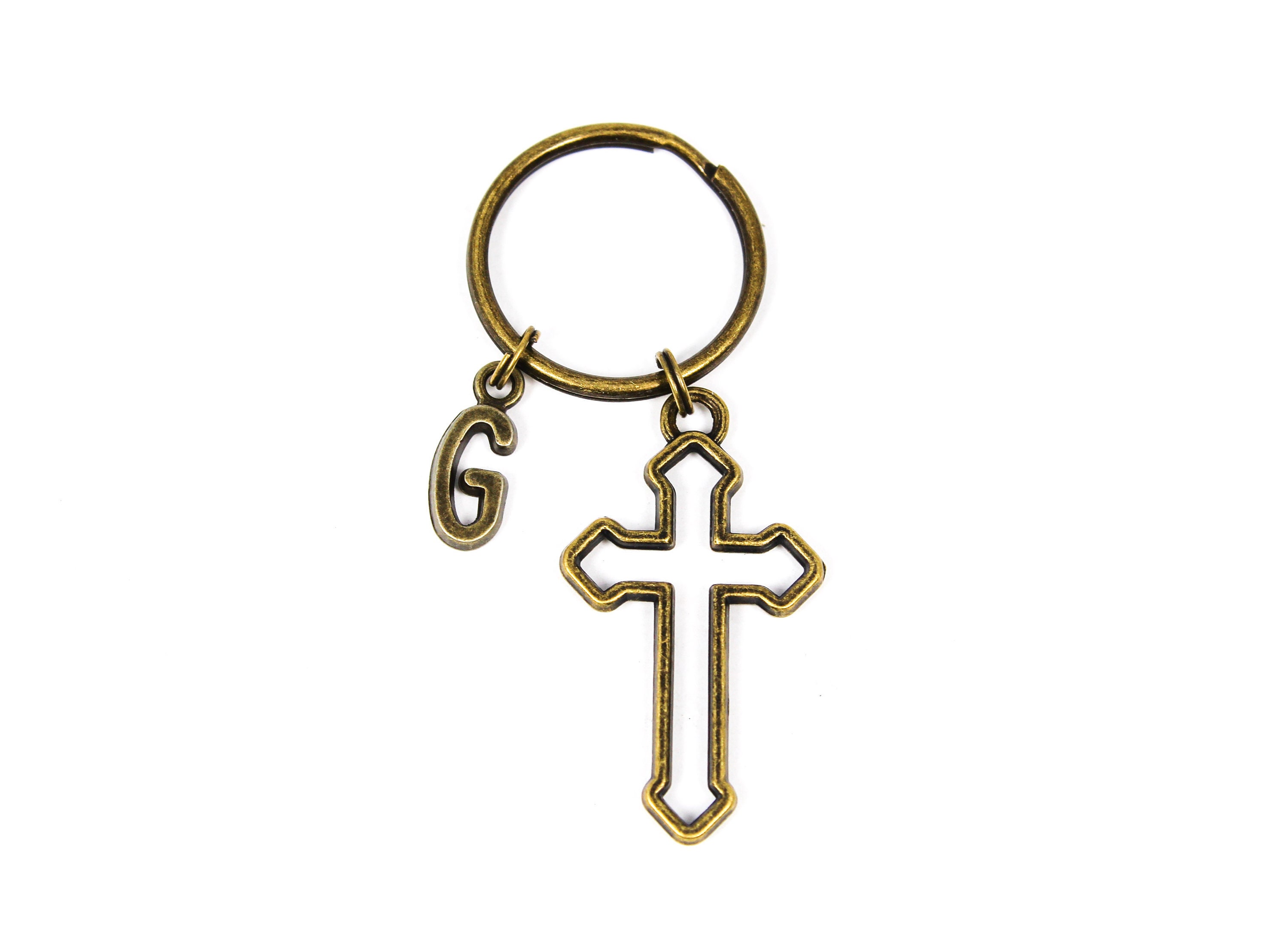 Initial Cross Keychain Christian Key Ring Religious Gifts Etsy Australia