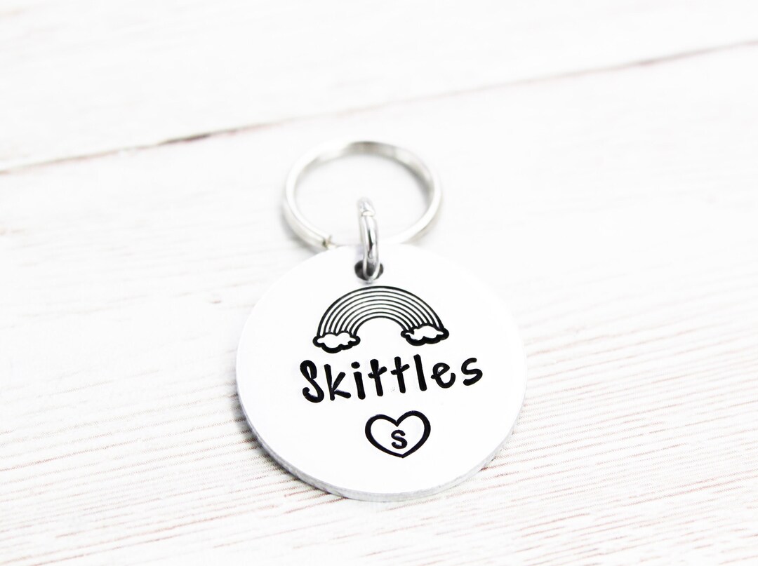 Rainbow Skittles Pet ID Tag Rainbow Dog Name Tag Skittles Etsy