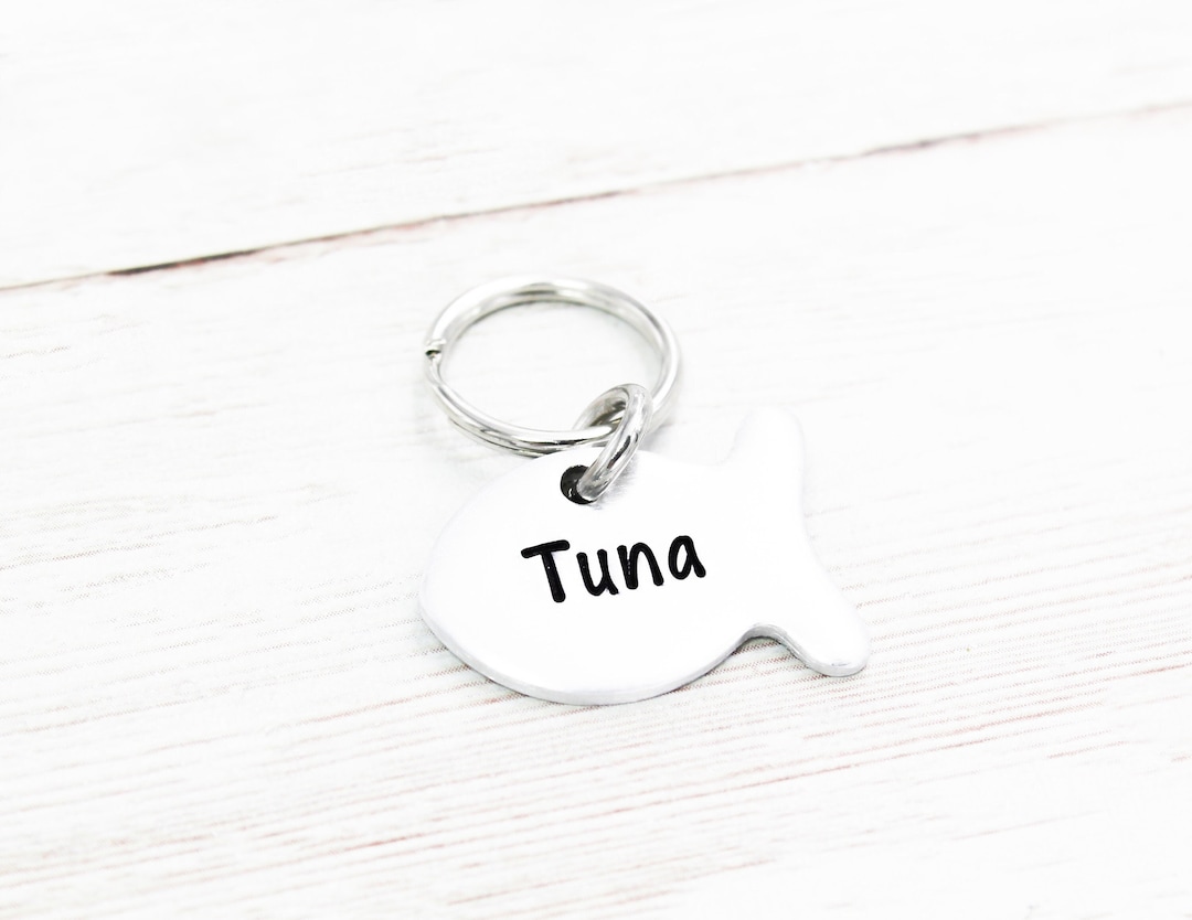 Small Fish Cat Name Tag, Fish Cat ID Tags, Cat Collar Charm, Kitty ID