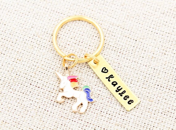 Unicorn Name Keychain Custom Name 