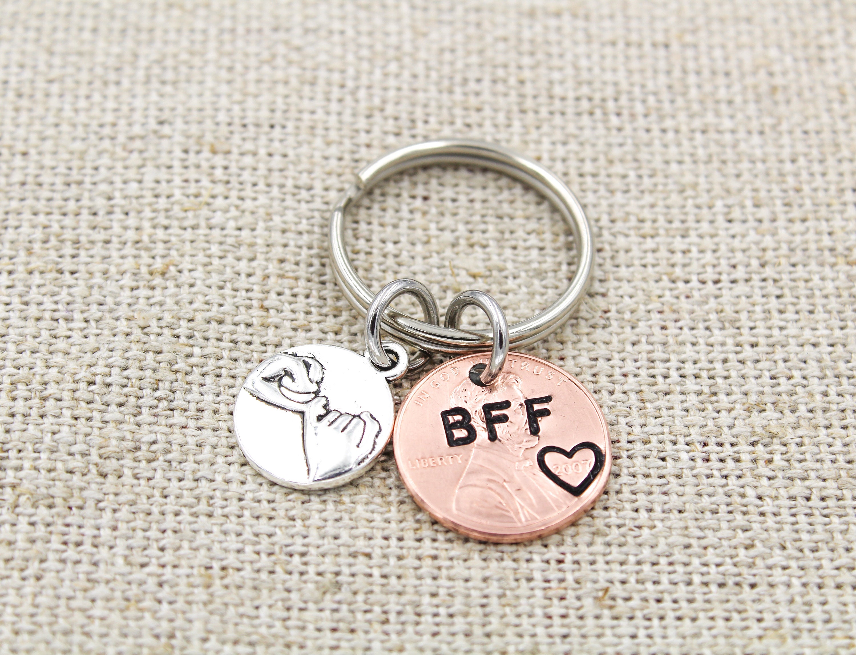 Best Friend Keychain BFF Keyring Pinky Promise Charm | Etsy