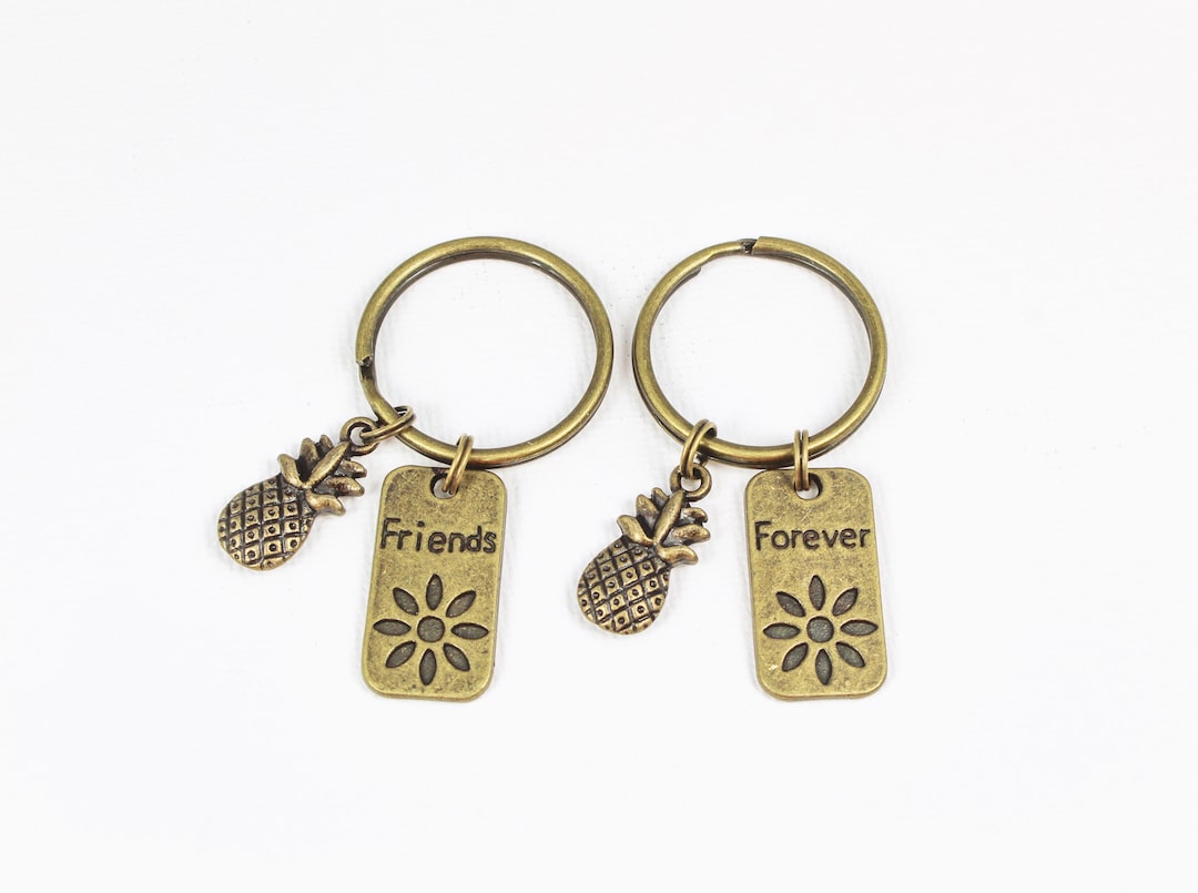 Best Friend Keychain Set, Pineapple Keychains, Friends Forever, BFF