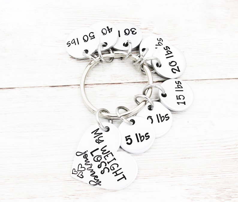 Personalized Weight Loss Journey Keychain, Weight Loss Tracker Keyring, Weight Loss Motivation Gift, Goals Gift, Milestone Keychains image 3