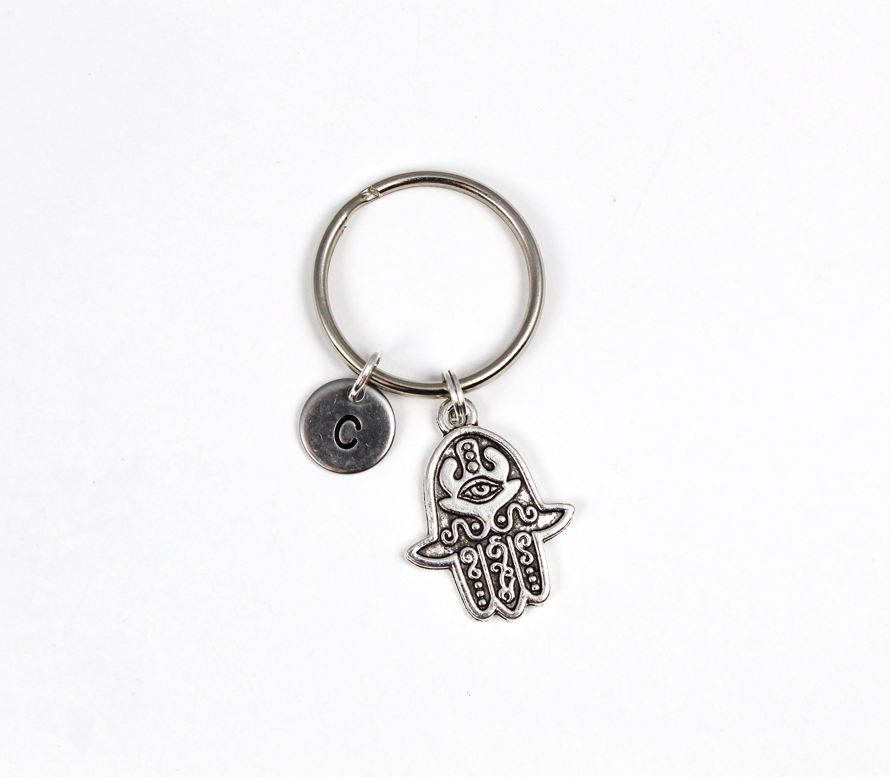 Hamsa Hand Keychain Evil Eye Keychain Protection Keychain Etsy