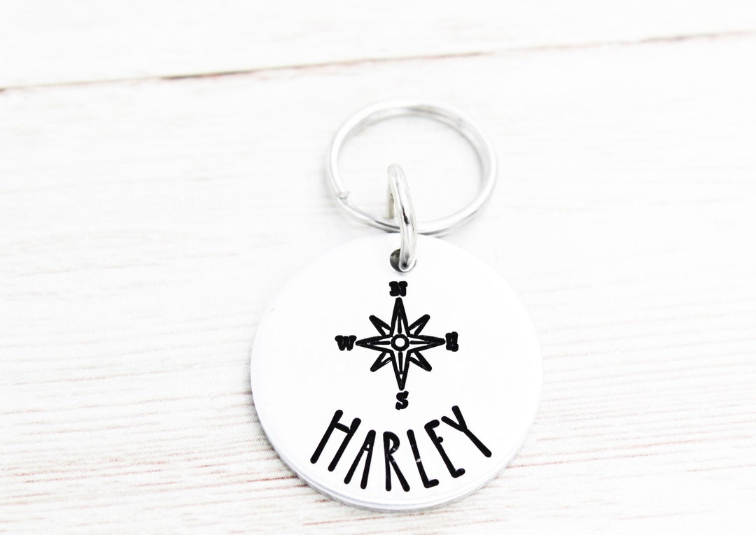 Personalized Compass Pet Name Tag, Compass Dog Tag, Dog ID Tag, Cat ...
