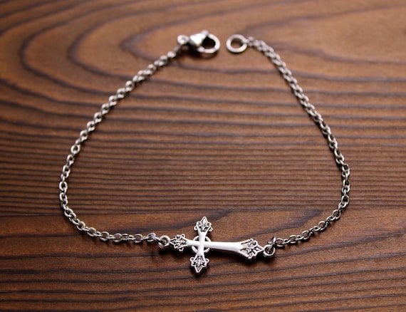 Ornate Cross Anklet, Cross Ankle Bracelet, Religious Gifts