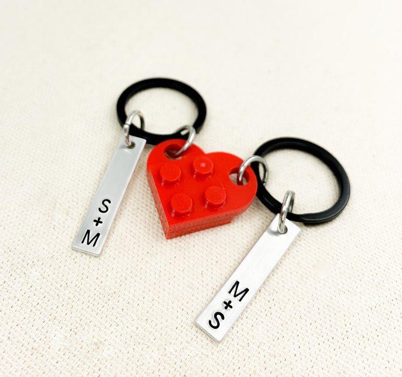 Connecting Heart Keychain Set– Authentic LEGO® Brick Couples Keychains ...