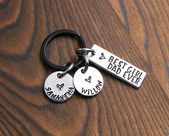 Best Girl Dad Ever Keychain, Personalized Father Keyring, Dad Gift From Kids, Childrens Names Keychain, Daddy Gift, Fathers Day Gifts, Him