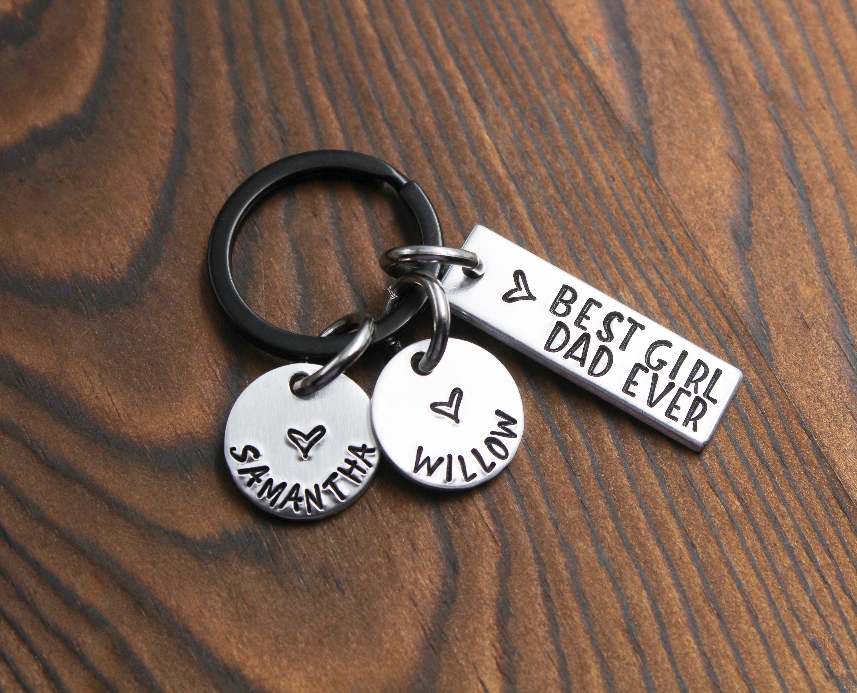 Best Girl Dad Ever Keychain, Personalized Father Keyring, Dad Gift…