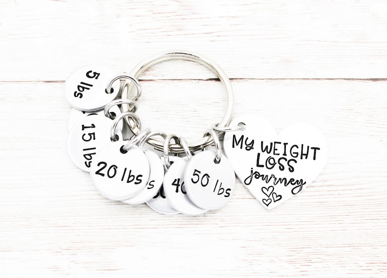 Personalized Weight Loss Journey Keychain, Weight Loss Tracker Keyring, Weight Loss Motivation Gift, Goals Gift, Milestone Keychains image 1