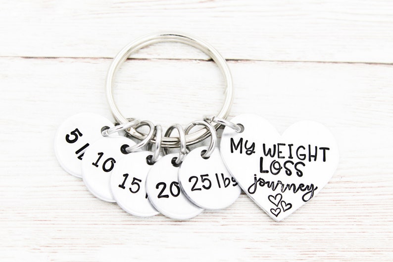 Personalized Weight Loss Journey Keychain, Weight Loss Tracker Keyring, Weight Loss Motivation Gift, Goals Gift, Milestone Keychains image 4