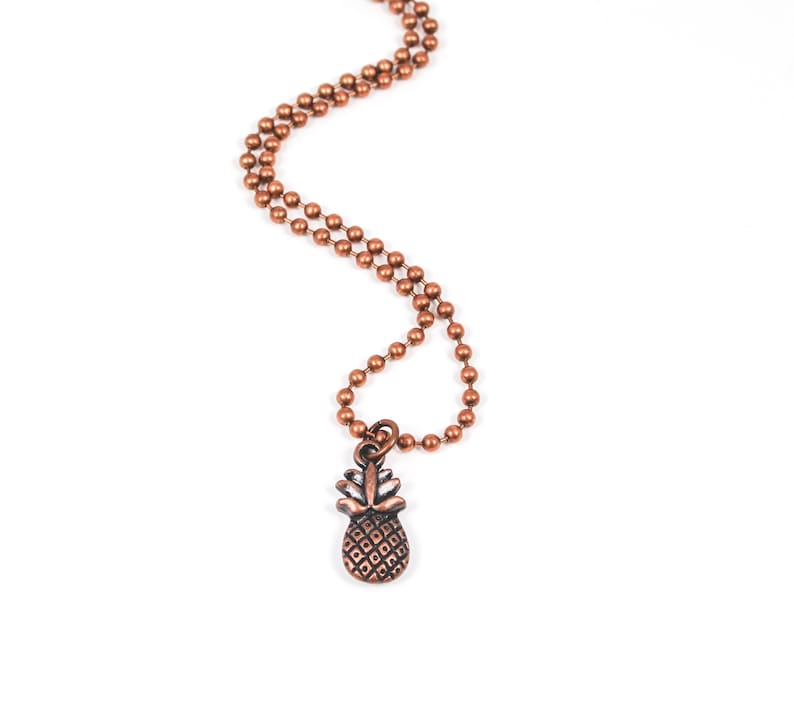 Pineapple Jewelry Pineapple Choker Pineapple Charm Necklace Pineapple Lover Gift Fruit Necklace Foodie Gift Copper Pineapple Necklace