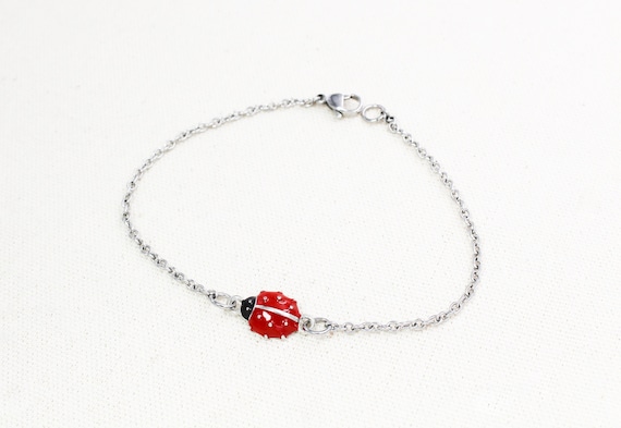 Ladybug Anklet, Lady Bug Ankle Bracelet, Ladybird Anklets, Summertime Jewelry, Insect Foot Jewelry, Lady Bird Charm Anklet, Teen Girl Gift
