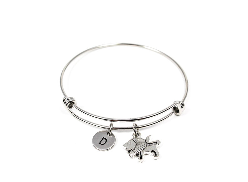 Animal Jewelry Safari Zoo Gift Africa Wildlife Monogram Bangle Lion Bangle Bracelet Lion Charm Bracelet Zoologists Gift Leo Bracelet