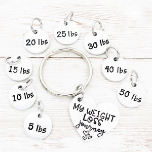 Personalized Weight Loss Journey Keychain, Weight Loss Tracker Keyring, Weight Loss Motivation Gift, Goals Gift, Milestone Keychains image 5