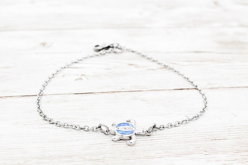 Beach Anklets Sea Turtle Anklet Sea Turtle Ankle Bracelet Turtle Jewelry Sea Life Gift Ocean Jewelry Imitation Blue Opal Anklet