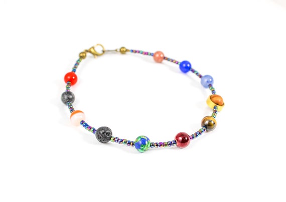 Tobillera Sistema Solar Tobillera Planeta Pulsera Boho - Etsy España