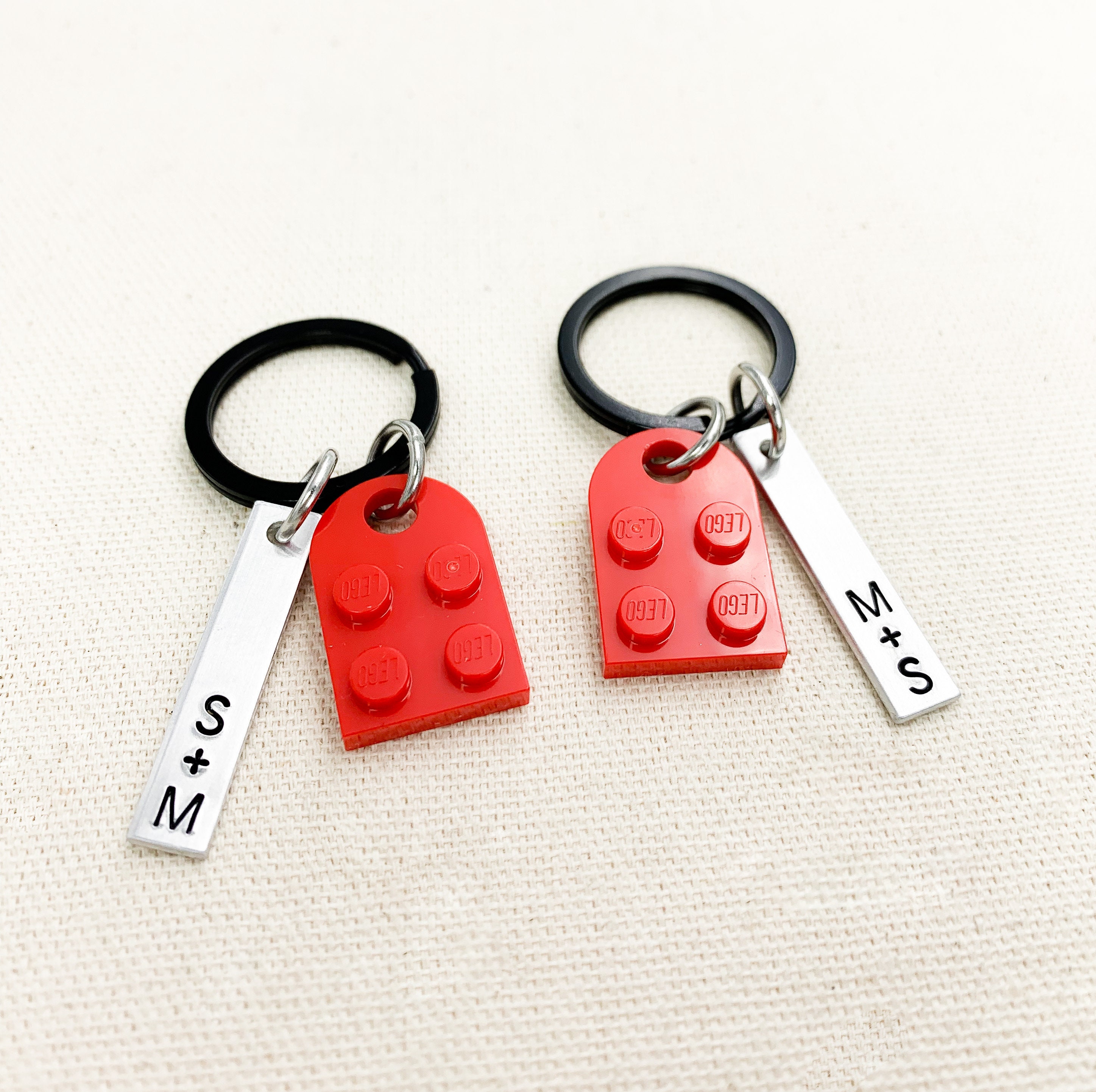 Connecting Heart Keychain Set– Authentic LEGO® Brick Couples Keychains ...