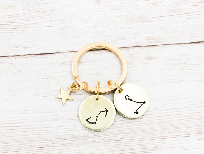 Dainty Zodiac Constellation Keychain, Zodiac Couples Keyring ...