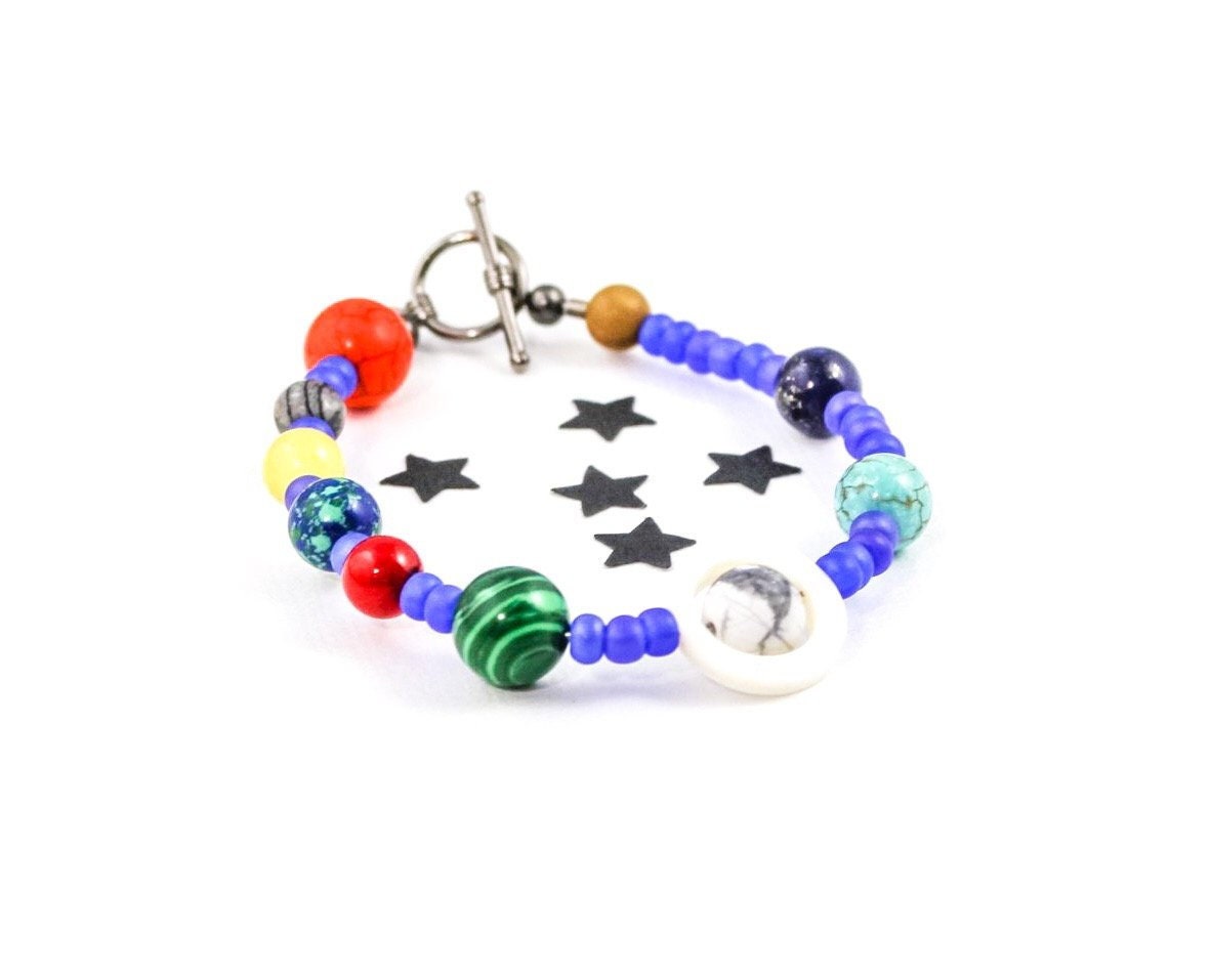 関送込 ILLUSORY Planet Beaded Bracelet Solar System Bracelet, Planet Bracelet, Planet Jewelry
