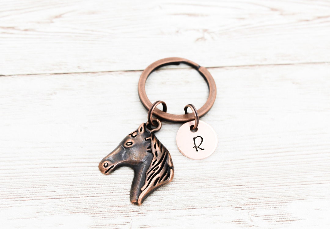 Custom Horse Keychain, Copper Horse Keyring, Horse Lover Gift, Horse ...
