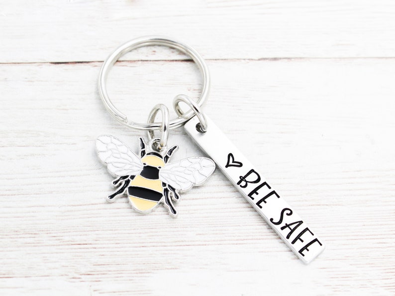 Bee Safe Honey Bee Keychain, New Driver Gift, 1st Time Driver Keyring ...