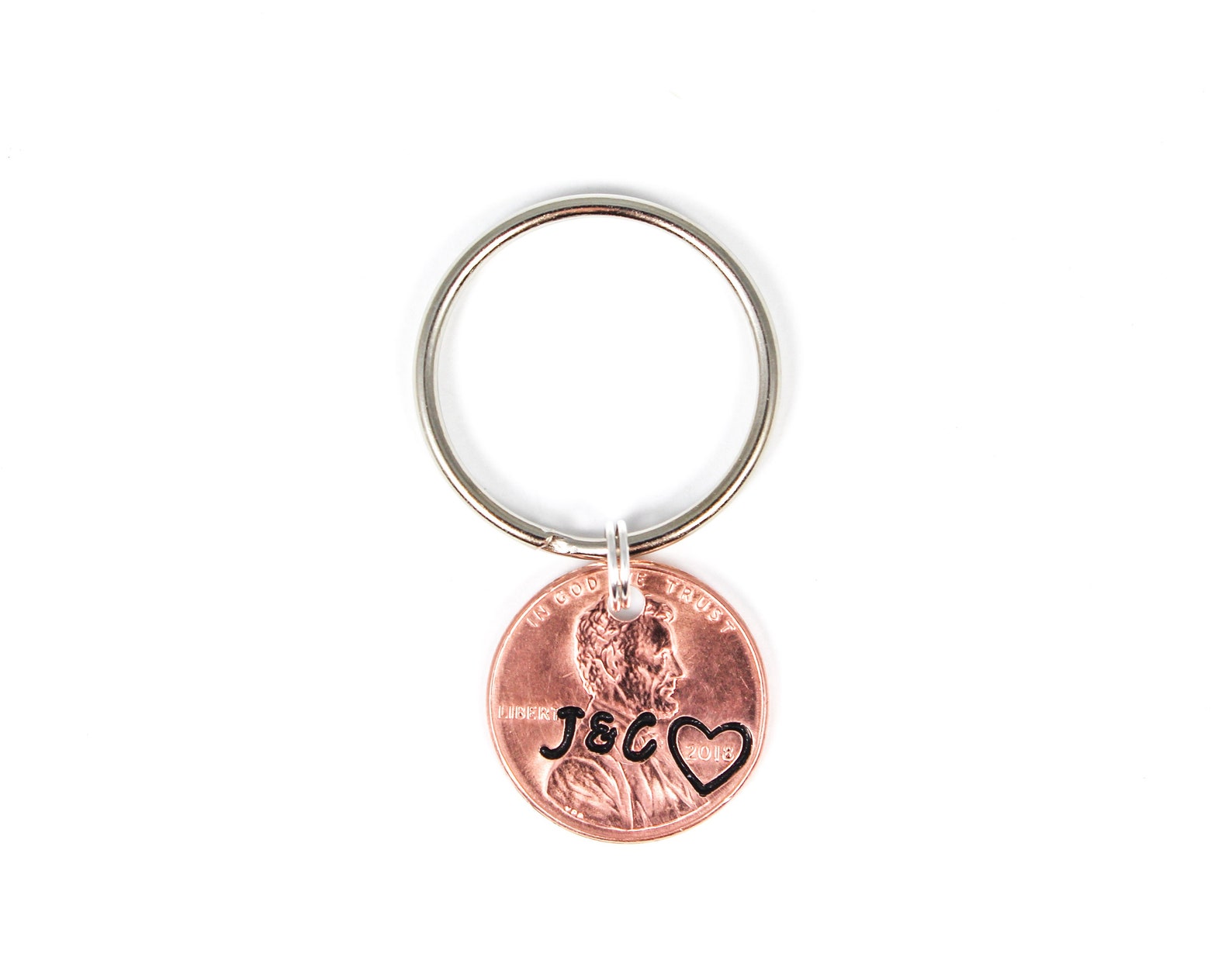 Custom Penny Keychain Anniversary Keychain Lucky Us Couples Etsy