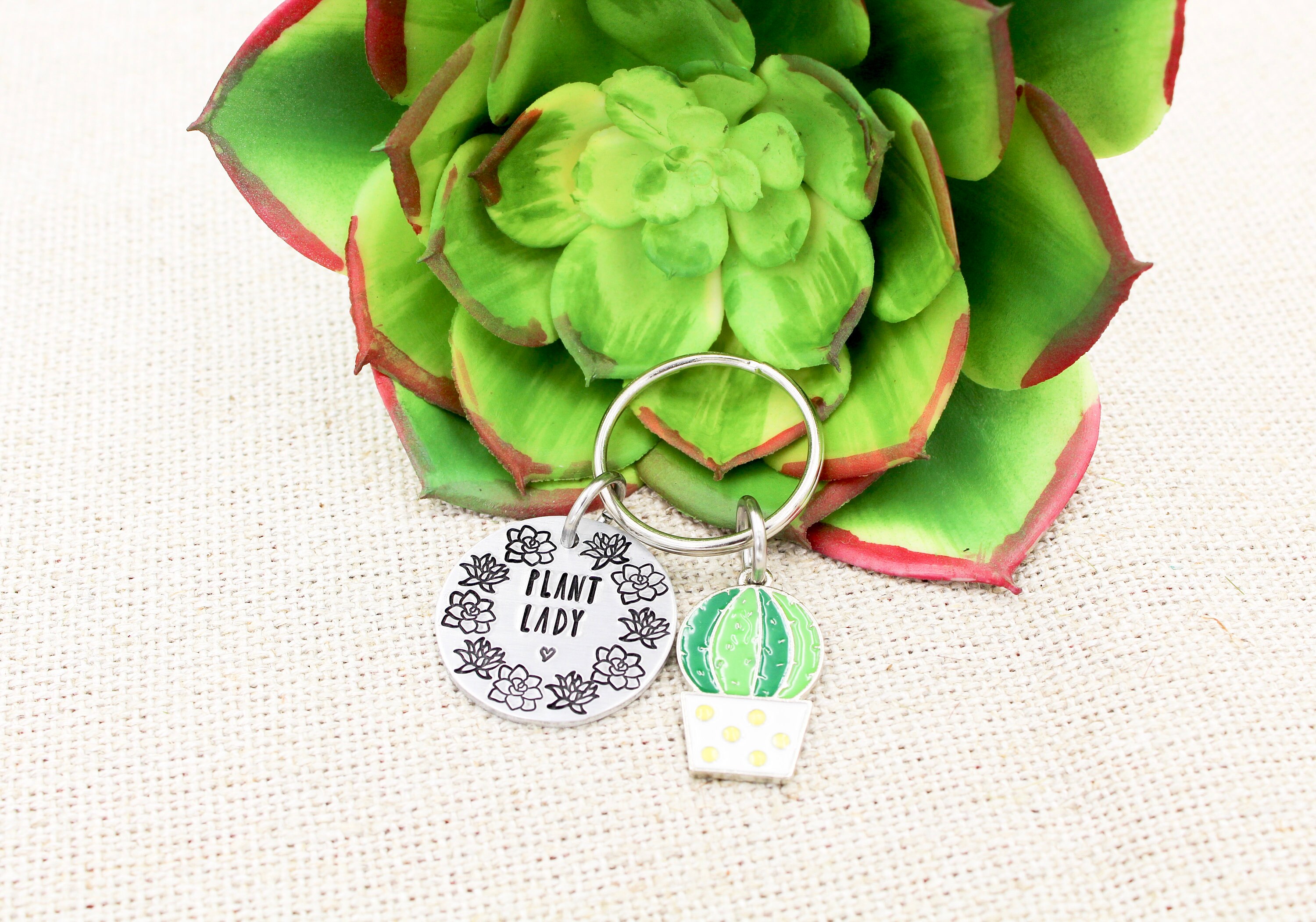 Portachiavi Pianta Grassa Con Foglia Verde | Regalo Originale Per Donne Appassionate Di Piante