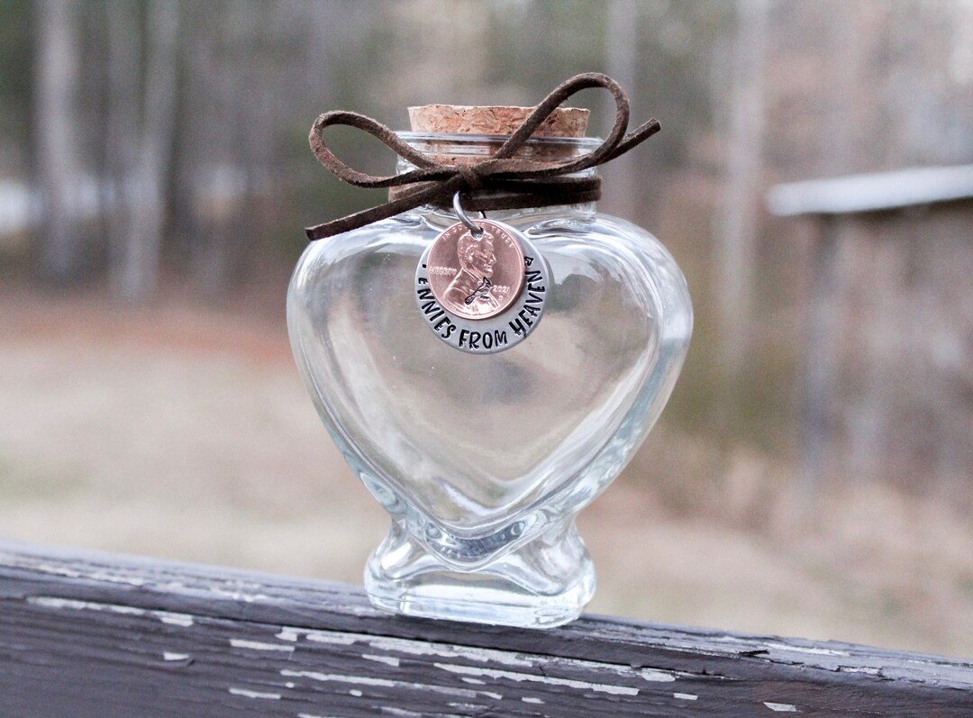Heart Pennies From Heaven Jar Memorial Keepsake in Memory of - Etsy