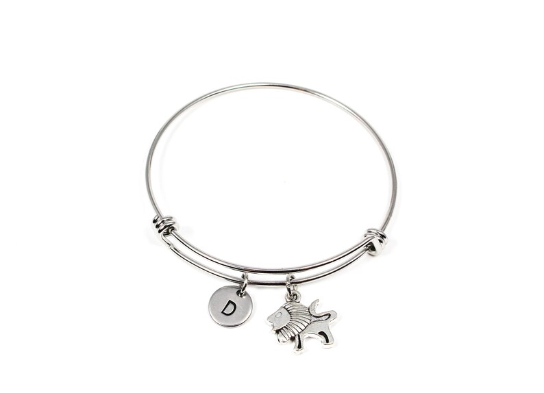 Animal Jewelry Safari Zoo Gift Africa Wildlife Monogram Bangle Lion Bangle Bracelet Lion Charm Bracelet Zoologists Gift Leo Bracelet