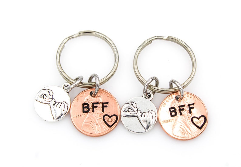 Best Friends Keychain Set Pinky Promise Keychains Matching Etsy